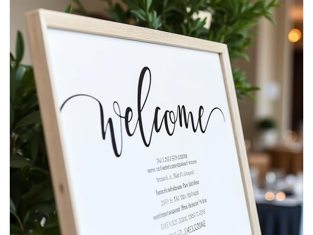 Custom event signage with elegant calligraphy