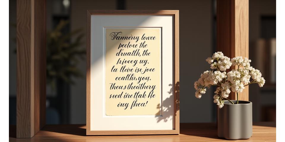 Framed calligraphy for milestone celebration