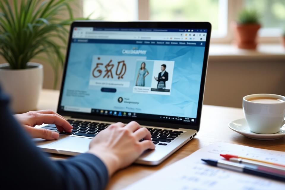 Online calligraphy learning platform interface